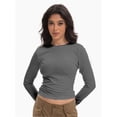 thumbnail image 4 of Women’s Basic Skinny Crop Top Tee Shirt Short Sleeve Workout Round Neck Cropped Tshirt, 4 of 6