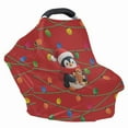 thumbnail image 4 of Renewold Stretchy Baby Car Seat Covers Carseat Canopy Baby Breastfeeding Stroller High Chair Shopping Cart Cover for Girls Boys Christmas Decor, Christmas Penguin Fairy Lights Red, 4 of 7