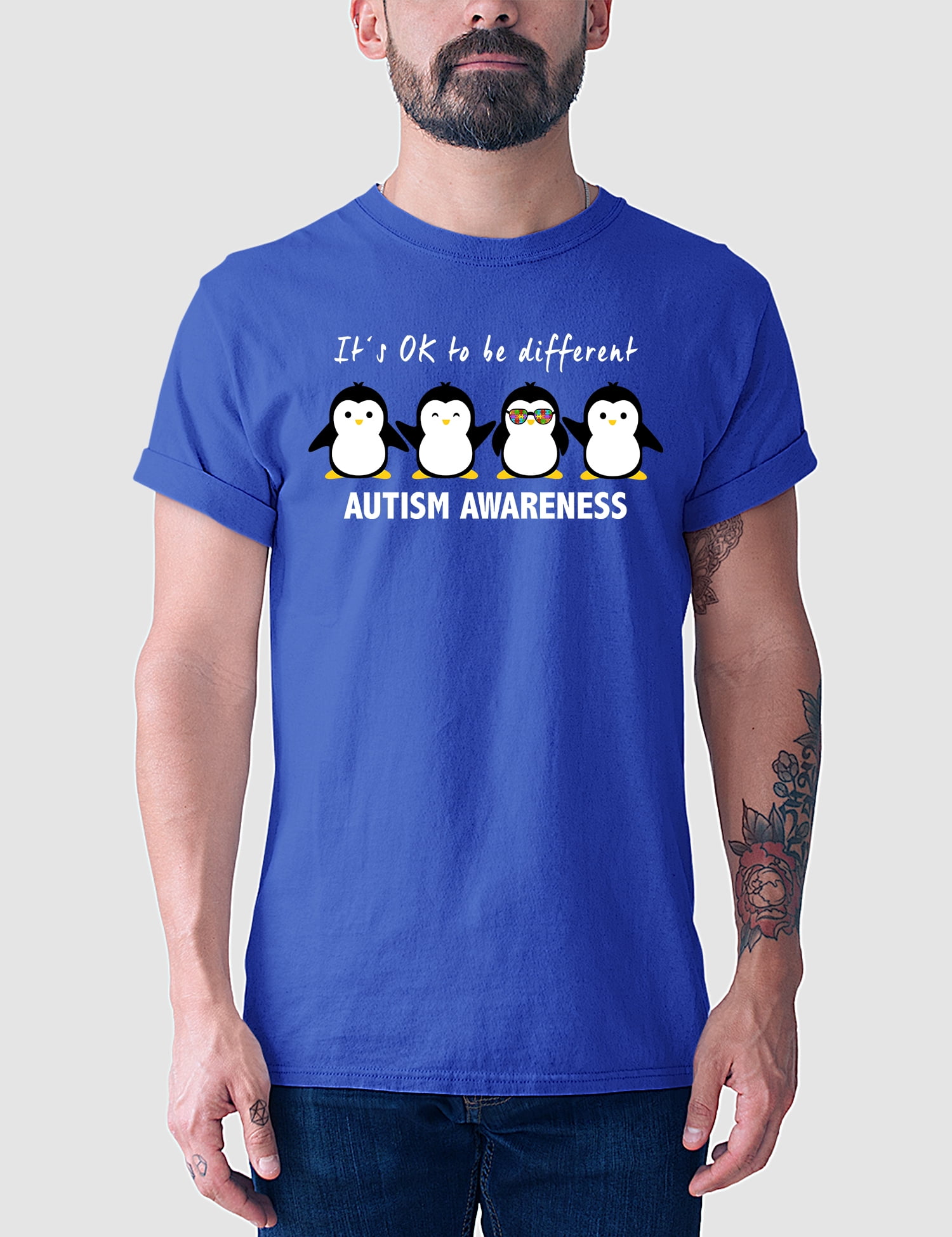 Cool Penguin Autism Awareness Support Women's T-shirt, 3XL, Royal 