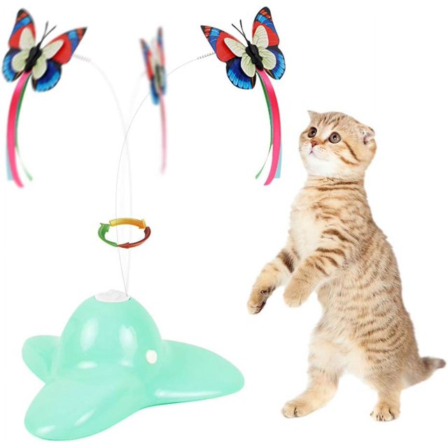Juguetes para gatos, juguete interactivo para gatos, mariposa, ejercicio divertido, aleteo eléctrico, juguetes giratorios para gatitos, Teaser para gatos con reemplazo