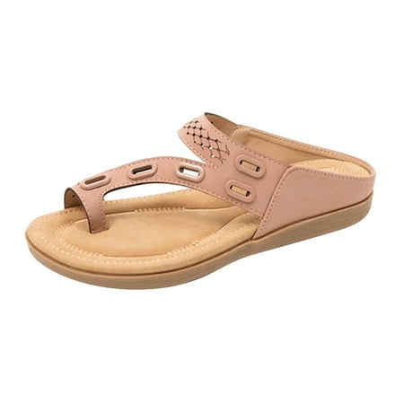 

FNFYFH Orthopedic Bunion Corrector Sandals Comfy Platform Flat Sole PU Leather Shoes for Women Arch Support Slip On Sandals Walking Sandals Women Fashion Wedge Shoes
