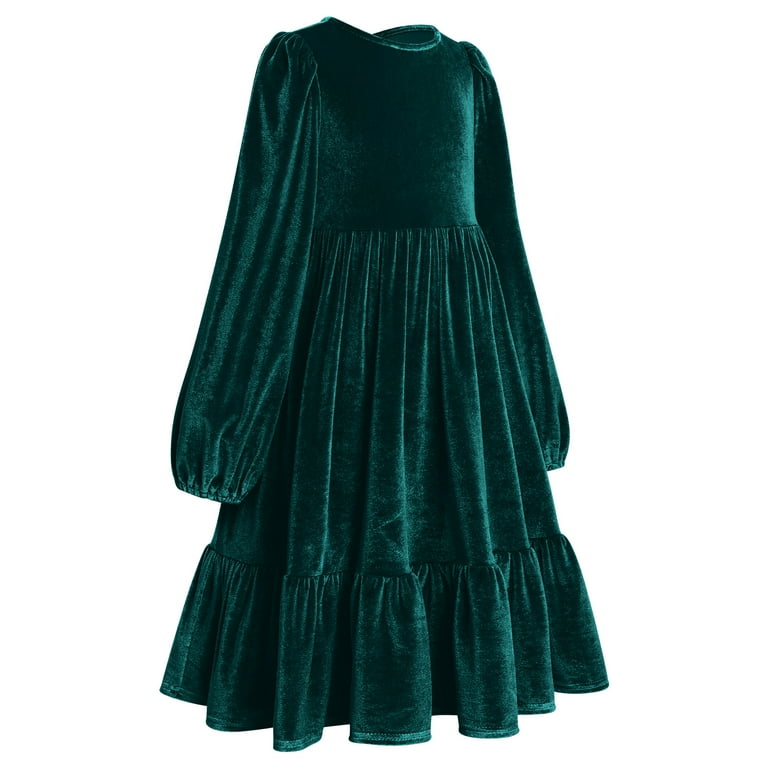 IBTOM CASTLE Kids Velvet Dress Long Sleeve Princess Gown for Wedding Party  7-8 Years Emerald Green - Walmart.com