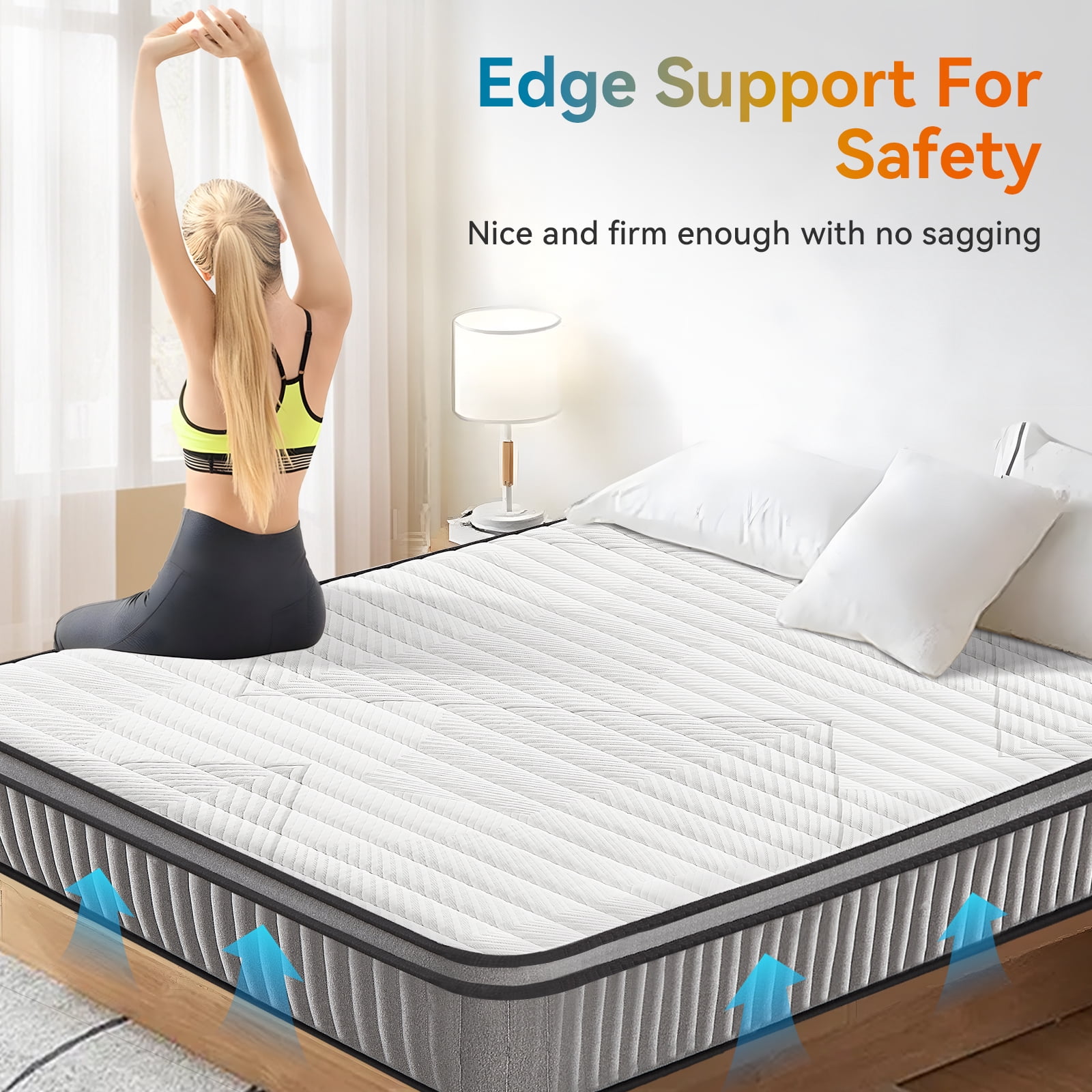 VFD 12" Full Hybrid Mattress in a Box, Gel Memory Foam with Individually Wrapped Pocket Coils, Medium Firm, Pressure Relief, Cooling Sleep Support