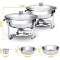 thumbnail image 6 of WARMOUNTS Chafing Dish Buffet Set 2 Pack, 5QT Round Chafing Dishes for Buffet with Glass Lid & Lid Holder, Stainless Steel Chafers for Catering, Parties, Events, Wedding, Camping, Dinner, 6 of 7