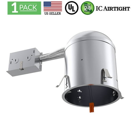 Sunco Lighting 6 Pack 6 Inch Remodel LED Can Air Tight IC Housing, Recessed Lights, LED Downlight, For Retrofit Kit, Electrician Prefered - UL Listed and Title 24 Certified