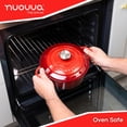 thumbnail image 3 of Olla de hierro fundido con tapa – Cacerola esmaltada antiadherente, apta para horno hasta 260 °C – Resistente olla holandesa – Roja, 5 cuartos, 24 cm – de Nuovva, 3 of 5