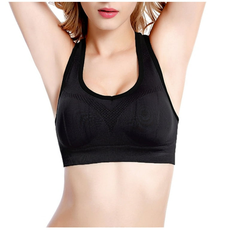 Fesfesfes Womens Sports Bras Seamless Stretch Racerback Bra Ladies Padded  Bras Mesh Fitness Tank Tops Workout Gym Yoga Vest On Sale