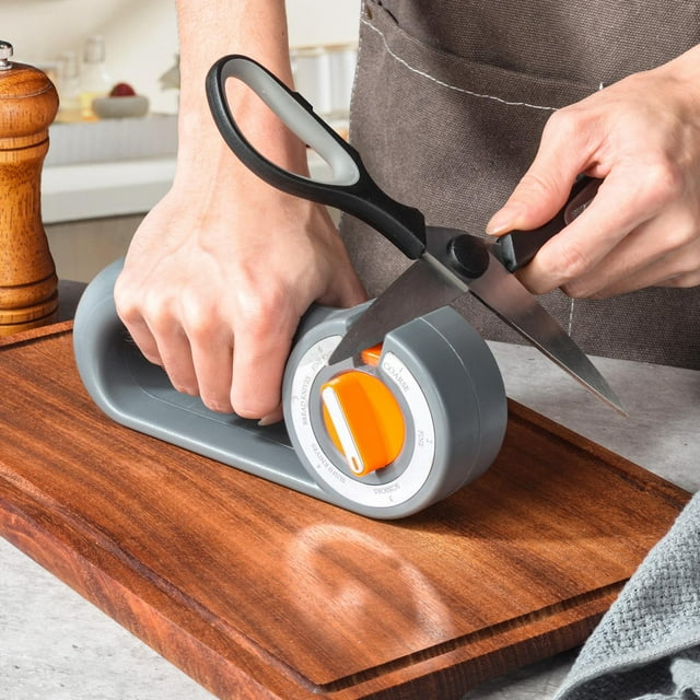 Aiguiseur de Cuisine 6 en 1 Réglable avec Base Non et Poignée Ergonomique pour Ciseaux Dentelés de Chef et Usage Extérieur Solution d'Aiguisage Facile pour Outils Culinaires