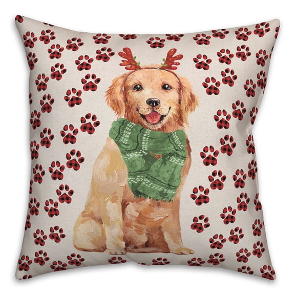 Creative Products Golden Puppy Plaid 18 x 18 Spun Poly Pillow