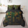 thumbnail image 2 of Feelyou Pixel Grid Miners Bedding Comforter Set 7pcs, Video Games Plaid Lattice Queen Bedding Sets, Modern Check Green Brown Reversible Queen Sheet Sets, Ultra Soft Bedroom Decor, 2 of 7