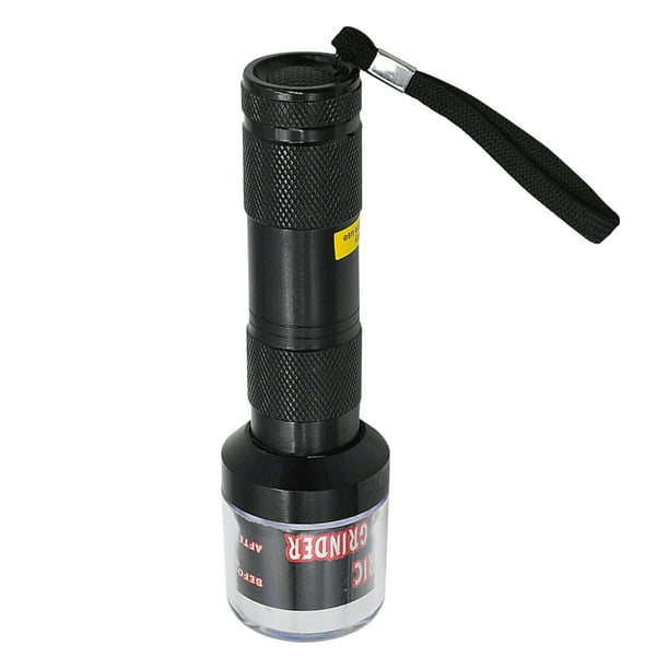 Bewildely Amoladora eléctrica portátil con forma de antorcha, trituradora de hierbas de mano para interiores y exteriores, molino para encendedores Negro