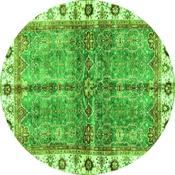 Ahgly Company Indoor Round Oriental Green Traditional Area Rugs, 6' Round
