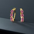 thumbnail image 4 of Gem Stone King 4.00 Ct Oval Pink Mystic Topaz 18K Yellow Gold Plated Silver Earrings, 4 of 4