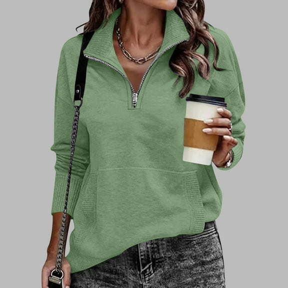 Karight Womens Sweatshirt Casual Long Sleeve Half Zip Pullover Lightweight Sweatshirts Tops Fall Fashion Outfits