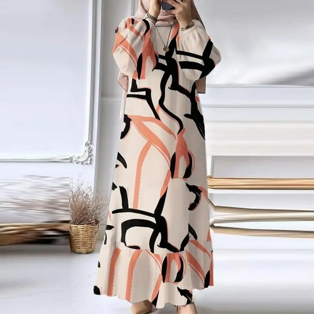 WILLBEST Vestidos para Mujer Abaya para Mujer, Vestido de Manga Larga, Ropa de Oración, Caftán Informal Mediana