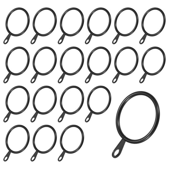 Uxcell 20-Pack Black Curtain Rings with Eyelet, Rustproof Metal Rings for Curtain Rods, 1.2 Inch Interior Diameter