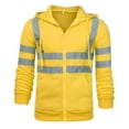 thumbnail image 2 of Hinvhai High Visibility Safety Workwear for Men Clearance Hi-Vis Reflective Hooded Sweatshirts Hoodie Pullover for Construction Yellow L(L), 2 of 6
