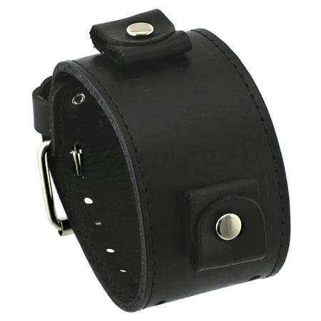 - LBB-KK 24 mm Lug Width Black Wide Leather Cuff Wrist Watch Band