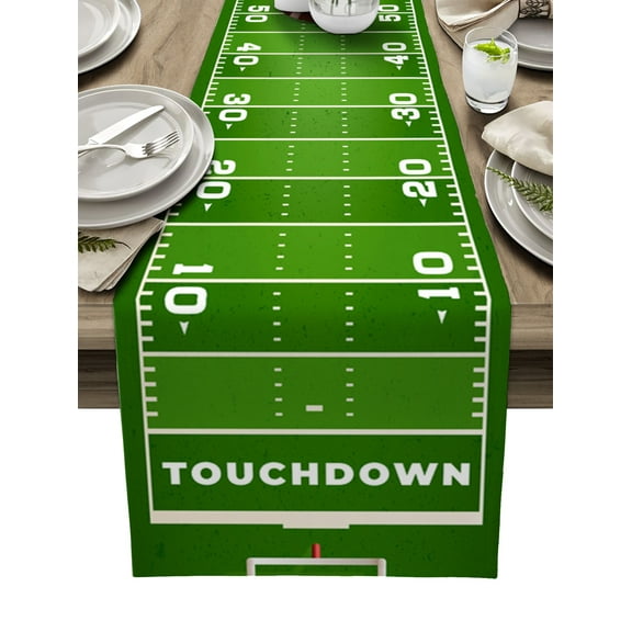 Table Runner Dresser Scarf 13 x 90 Inch Sports Theme Football Field Game Table Runners Non-Slip Heat Kitchen Dining Table Decor for Kitchen Farmhouse Indoor Outdoor Home Party