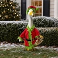 thumbnail image 3 of Porch Goose Outfits 19-23 Inch Christmas Red Dress with Green Fur Trim Black Belt Bow Hat Winter Holiday Outdoor Front Porch Patio Garden and Lawn Seasonal Decor, 3 of 9