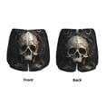 thumbnail image 3 of Balery Gold Pattern Skull Pantalones cortos deportivos para mujer con forro y dos bolsillos, elásticos, para entrenamiento, gimnasio, yoga-X-Large, 3 of 7
