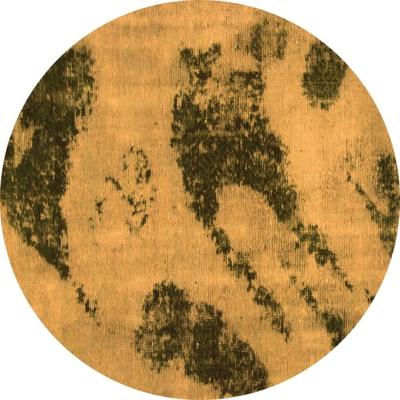 Ahgly Company Indoor Round Abstract Orange Modern Area Rugs, 3' Round