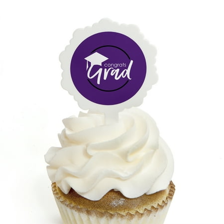 Purple Grad - Best is Yet to Come - Cupcake Picks with Stickers -  Purple Graduation Party Cupcake Toppers - 12 (Best Exercise For Big Pecs)