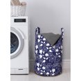 thumbnail image 3 of Botanical Laundry Bag, Monochrome Illustration of Abstract Flowers and Dandelions Silhouettes, Hamper Basket with Handles Drawstring Closure for Laundromats, 13" x 19", Indigo and White, by Ambesonne, 3 of 4