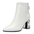 thumbnail image 1 of NECHOLOGY Botas Mujer Adulto Femenino Zapatos Botines para mujer Botas de tacón grueso con punta en punta para mujer, zapatos sexis de sintética con tacón , botines de trabajo para mujer (Beige, 7), 1 of 7
