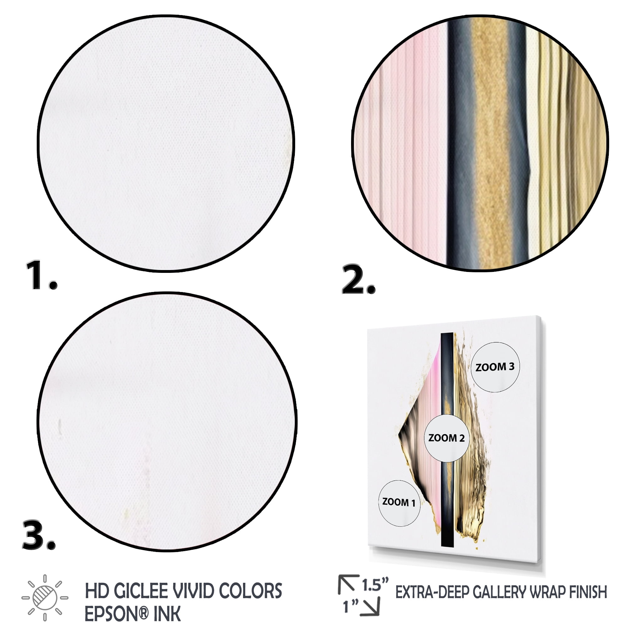 Designart Minimalism Pink And Gold Cubic Fusion III Canvas Wall Art