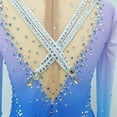 thumbnail image 4 of LIUHUO Custom High Elasticity Spandex Ice Skating Dresses Women Girls Blue Purple Gradient Shoulder Strap Design Diamond Embellishments Long Sleeves, 4 of 6