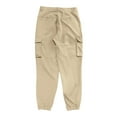 thumbnail image 5 of Miluxas Men's Cotton Work Pants, Multi-Pocket Solid Color Elastic Ankle, Outdoor Hiking Camping Khaki, 5 of 9