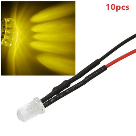 

JINGT 10X 5mm Leds With 25Cm Cable 12 Volt Dc-Led Ready Wired 12 V Cable Wired