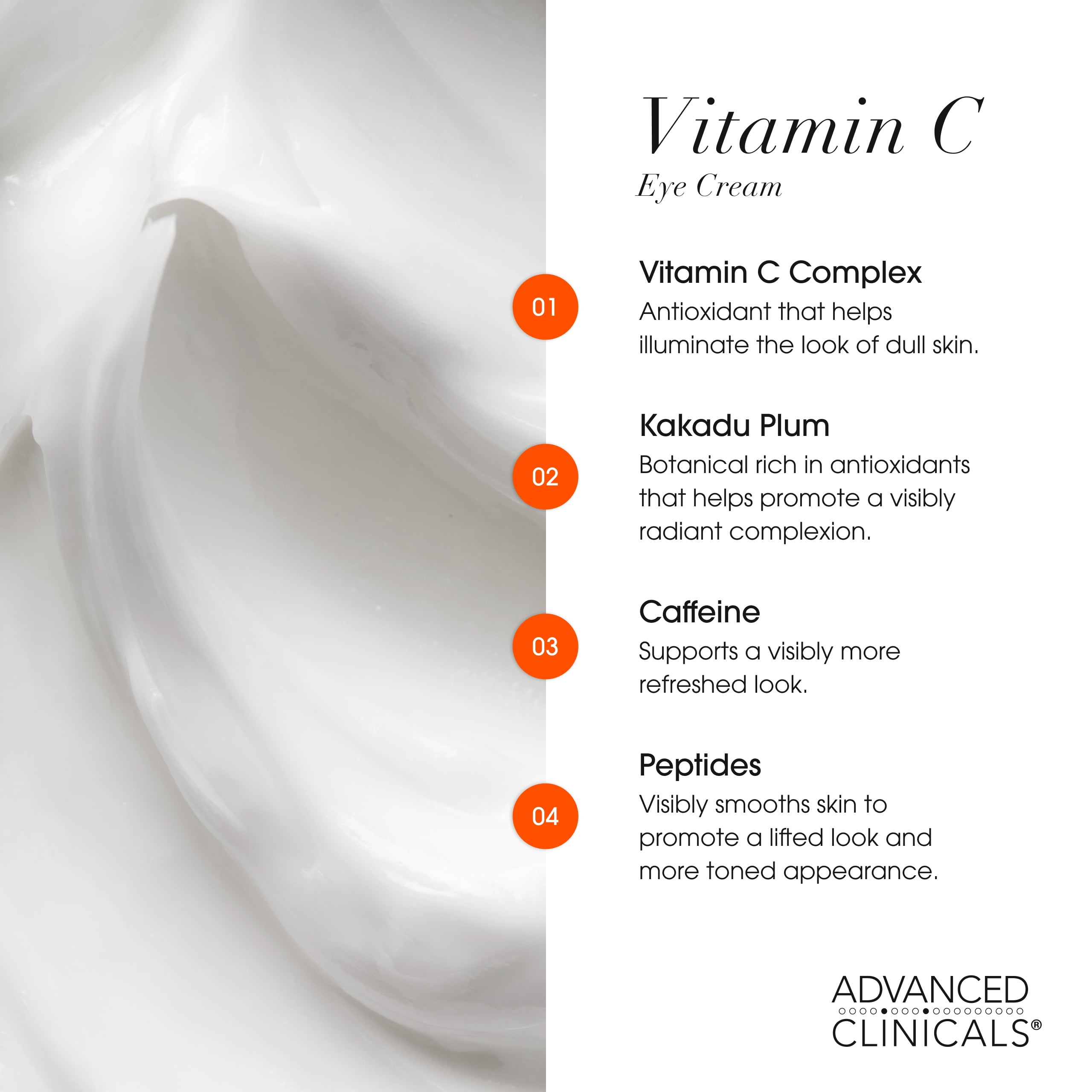 Advanced Clinicals Retinol Eye Cream + Vitamin C Under Eye Cream 2pc Skin Care Set | Visible Anti Aging Under Eyes Face Moisturizer Helps Improve Appearance Of Dark Circles, Puffy Eyes, & Puffiness