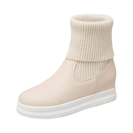 

fvwitlyh Ankle Boots for Women Snow Boots Women Size 6 Foldable Knitted Short Boots Women Fashion Boots Fashion Boots Medium High Flat Snow Boots Women