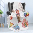 thumbnail image 4 of Circus Soft Flannel Fleece Throw Blanket, Festive Fun Elements Clown Balloons Ice Cream Cart Watercolor Illustration, Cozy Plush for Indoor and Outdoor Use, 50" x 60", Multicolor, by Ambesonne, 4 of 5