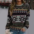 thumbnail image 2 of sususu Women's Fair Isle Sweater Argyle Iceland Norway Sweater Colorful Long Sleeve Neck Pullover Jumper Top,A05-GN2,S, 2 of 5