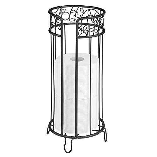 mDesign Decorative Free Standing Toilet Paper Holder Stand with Storage
