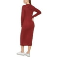 thumbnail image 2 of Women's Ribbed Long Sleeve Crewneck Side Slit Dress Syrah XS, 2 of 4
