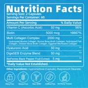 (2 PACK) Multi Collagen Capsules with Biotin & Vitamin C - 5 Types (I, II, III, V, X) - 120 Capsules