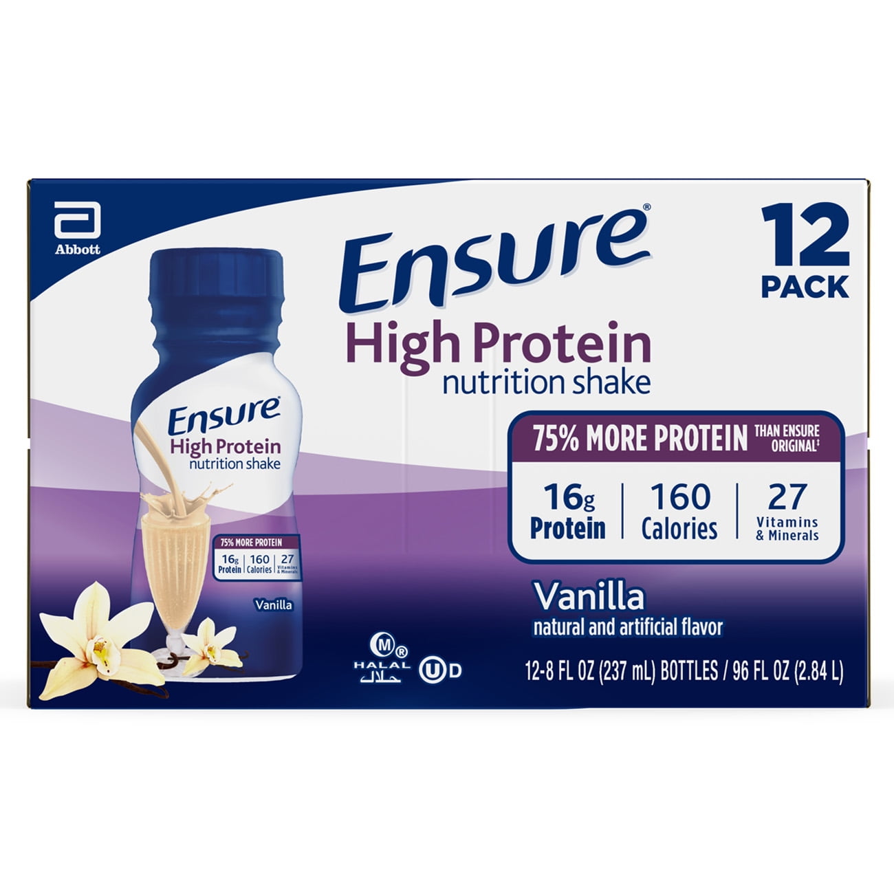 Ensure High Protein Nutritional Shake With 16g Of High Quality Protein Ready To Drink Meal Replacement Shakes Low Fat Vanilla 8 Fl Oz 12 Count Walmart Com