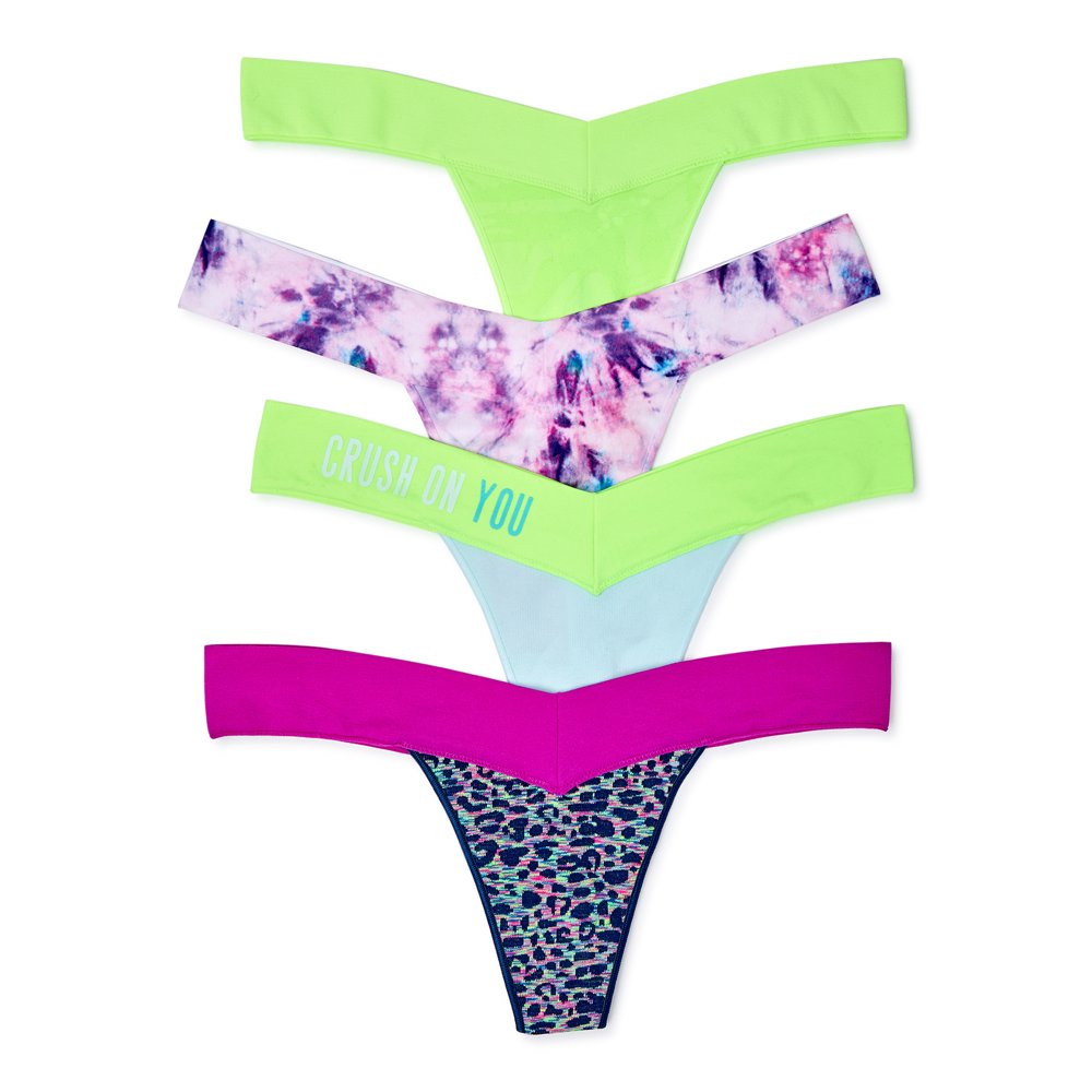 No Boundaries No Boundaries Women's Seamless Thong Panties, 4Pack