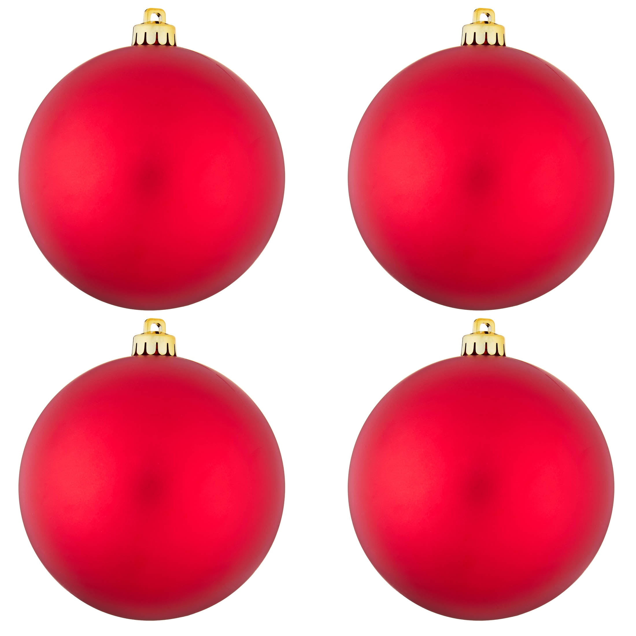 4-Count Matte Red Ball Shatterproof Christmas Ornaments, 6.5", by Holiday Time