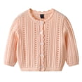 thumbnail image 2 of Sentuca Girls Cardigan Sweaters Size 2-3Y Knitted Openwork Long Sleeve Cardigan Lightweight Button-up Solid Color Casual Comfortable Toddlers Sweater Coats Beige, 2 of 7