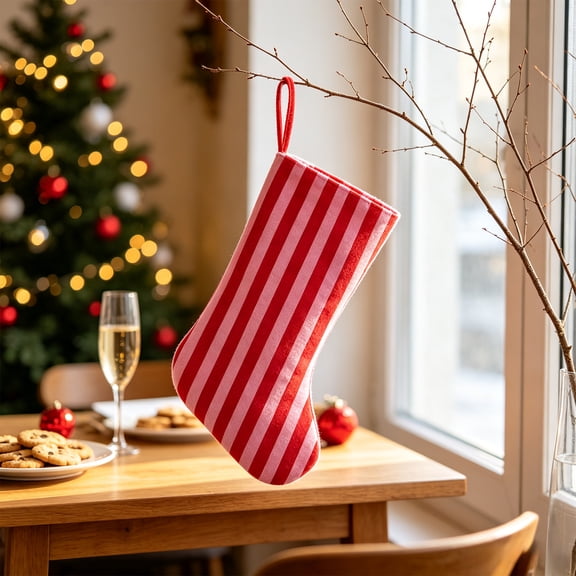 Linargent Christmas Stocking‑Shaped Gift Bag For Storing Christmas Tree Ornaments And Stocking Hangers Holiday Hanging Decor