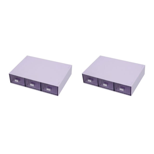 Caja de almacenamiento Injueey con manija organizador de papelería Cosmético Púrpura 3 cajones 2Conjunto