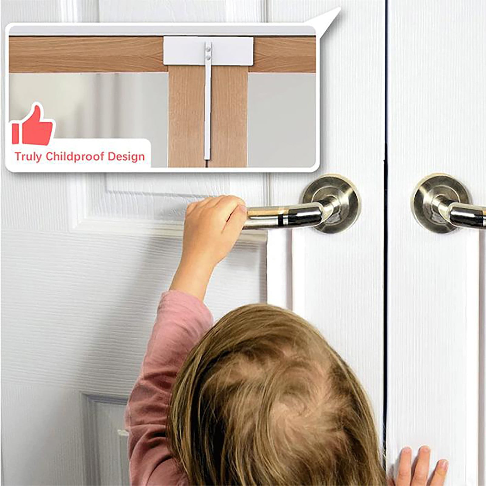 ZOURIH 2 Pcs Bifold Door Lock- Metal Double Door Child Safety Locks Keep Cats&Dogs Out of Pantry,Closets,Cabinets,White