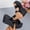 Black, variant on Womens Platform Wedge Slide Sandals - Double Strap Chunky Slides with Cushioned Footbed, Patent Faux Leather Black Summer Casual Shoes,Size 6