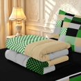 thumbnail image 6 of Manfei Art Plaid Zipper Queen Comforter Set with Fitted Sheet and 2 Pillowcases,Abstract Grid Zipper Bedding Set,Green Yellow,Black Reversible,4pcs, 6 of 8