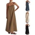 thumbnail image 3 of Yunliwuli Women Long Dress Spaghetti Strap Square Neck Side Pockets Sleeveless Backless Flowy Cami Dresses, 3 of 7